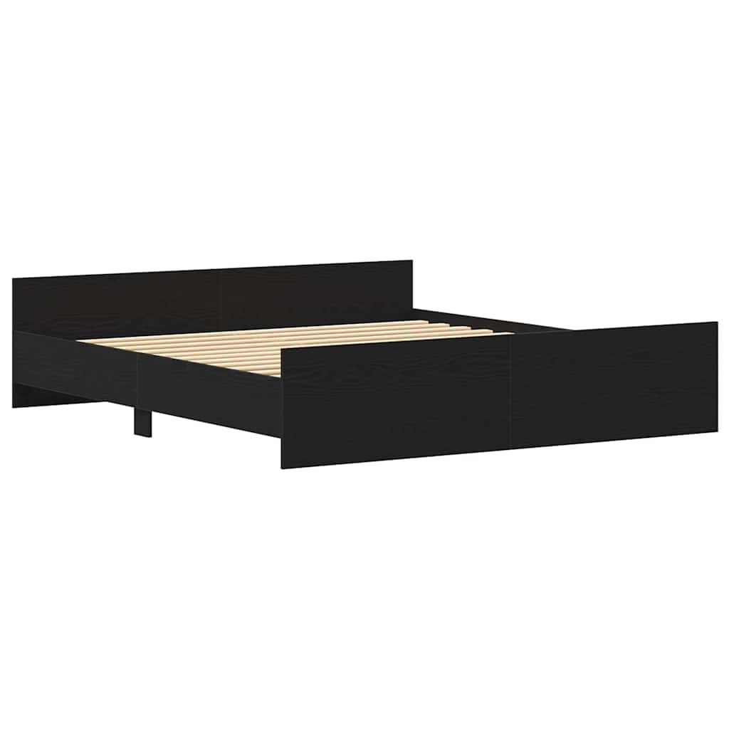 Bed Frame without Mattress Black Oak Finish 180 x 200 cm Engineered Wood