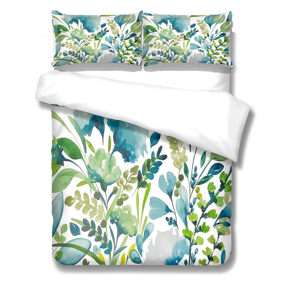 Комплект постельного белья с акварельными бирюзовыми цветами King Queen Double Full Twin Single Size