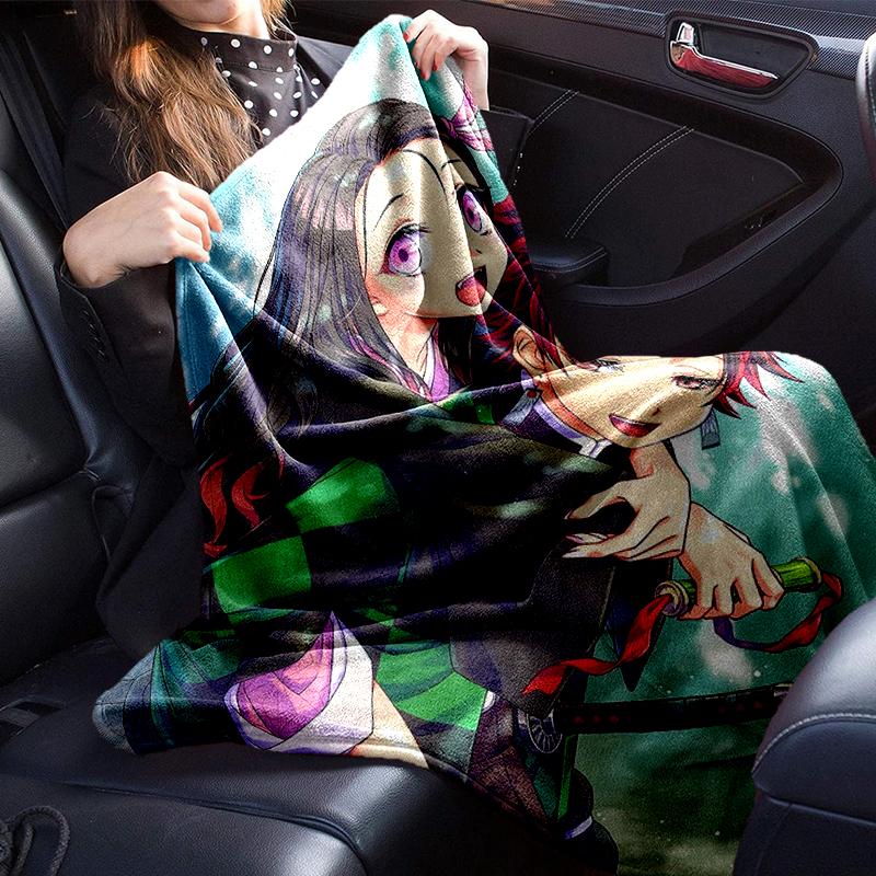 Anime Slayer Adventure Blanket Flannel Blanket for bed, sofa, Camping, Hiking, Picnic Essentials, gift for family Fan gifts