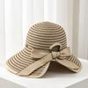 Striped straw empty top hat children summer eaves UV protection seaside beach vacation shade sun protection hat