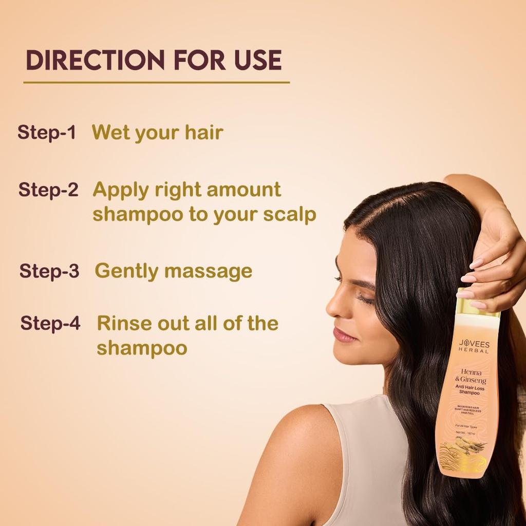 Jovees Травяная Хна Женьшень Шампунь против выпадения волос для роста волос Контроль выпадения волос 150 мл