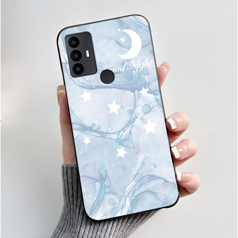 Cute Case For TCL 30 SE Protective Cover For TCL 30E Funda For TCL 306 305 Printing Shell Soft Silicone Cartoon Black Casing