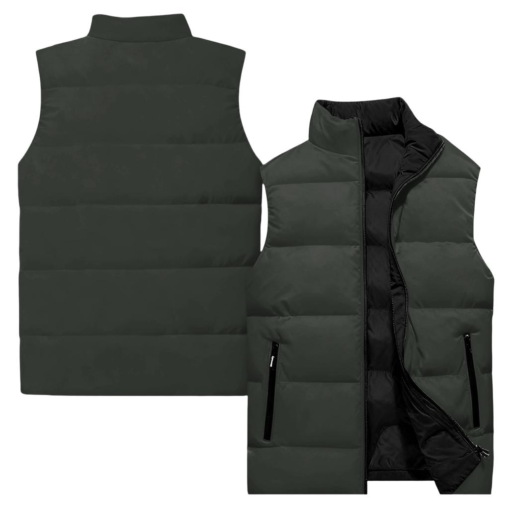 Men's Casual And Fashionable Sleeveless Vest, Solid-color Printed Cotton Jacket