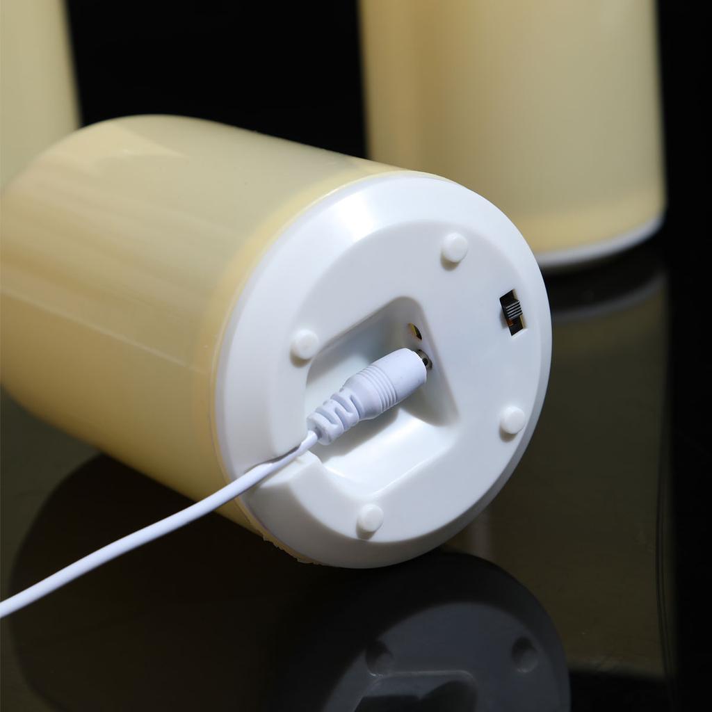1/3 Pieces Flameless USB Moving Wick Candles With Remote,Rechargeable Plastic Wedding Dancing Flame Decorative Candles