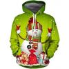 Мужские и женские толстовки Осень и Зима Рождественские 3D-принты Модели с длинным рукавом Средней длины Худи Свободный свитер