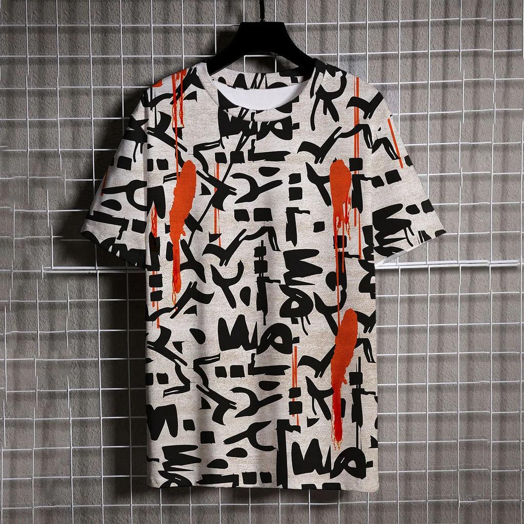 Летняя мужская футболка с коротким рукавом в винтажном полосатом 3D-принте, повседневная уличная одежда с круглым вырезом, топы больших размеров, футболки, размер XXS-6XL