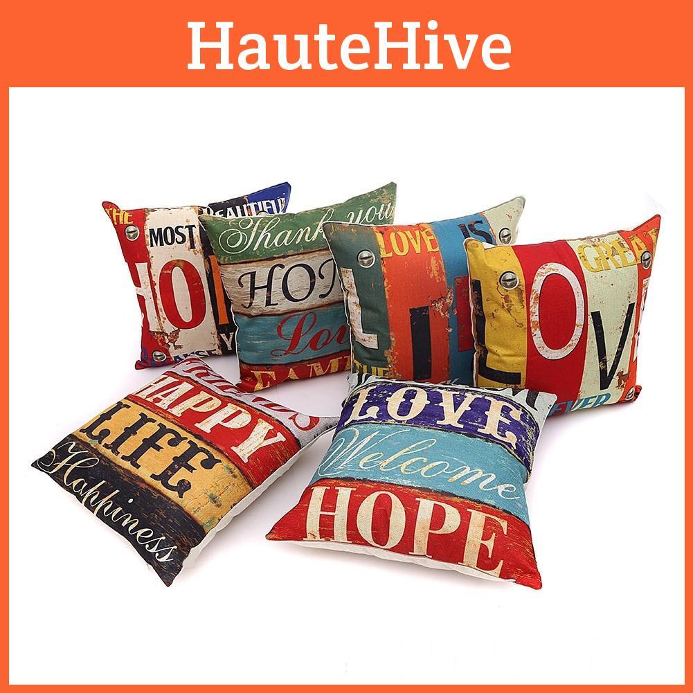 Премиальная наволочка квадратная хлопковая с принтом ретро-букв меланж для вневременной элегантности