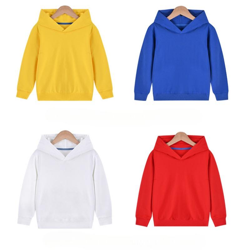Новый весенне-осенний детский худи из чистого хлопка однотонного цвета