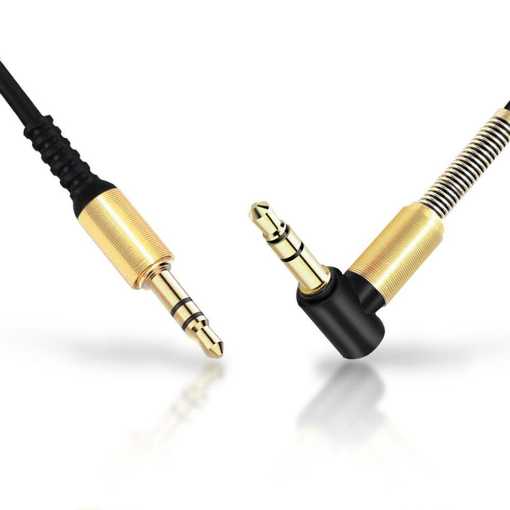 Professional 90 Degree Nylon Braid Car Speaker Male to Male 3.5mm Audio Cable Aux Cord Right Angle