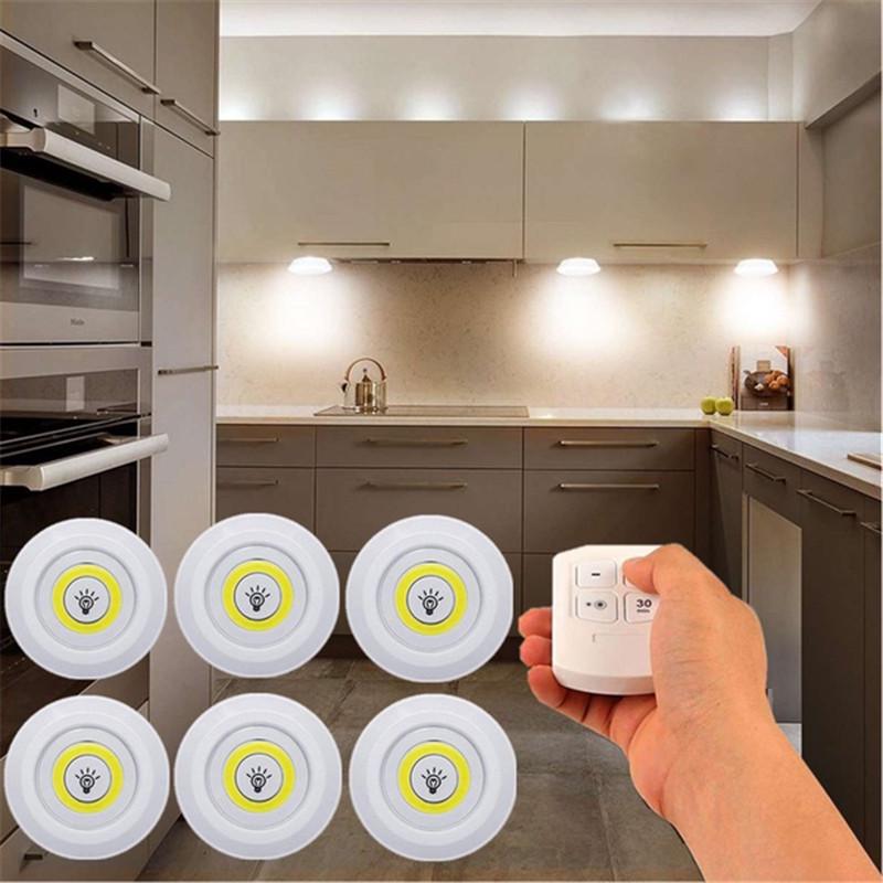 3PCS 3W COB Night Light Lamp with Remote Control For Bedroom Hallways Closet Under Cabinet Door Entryway