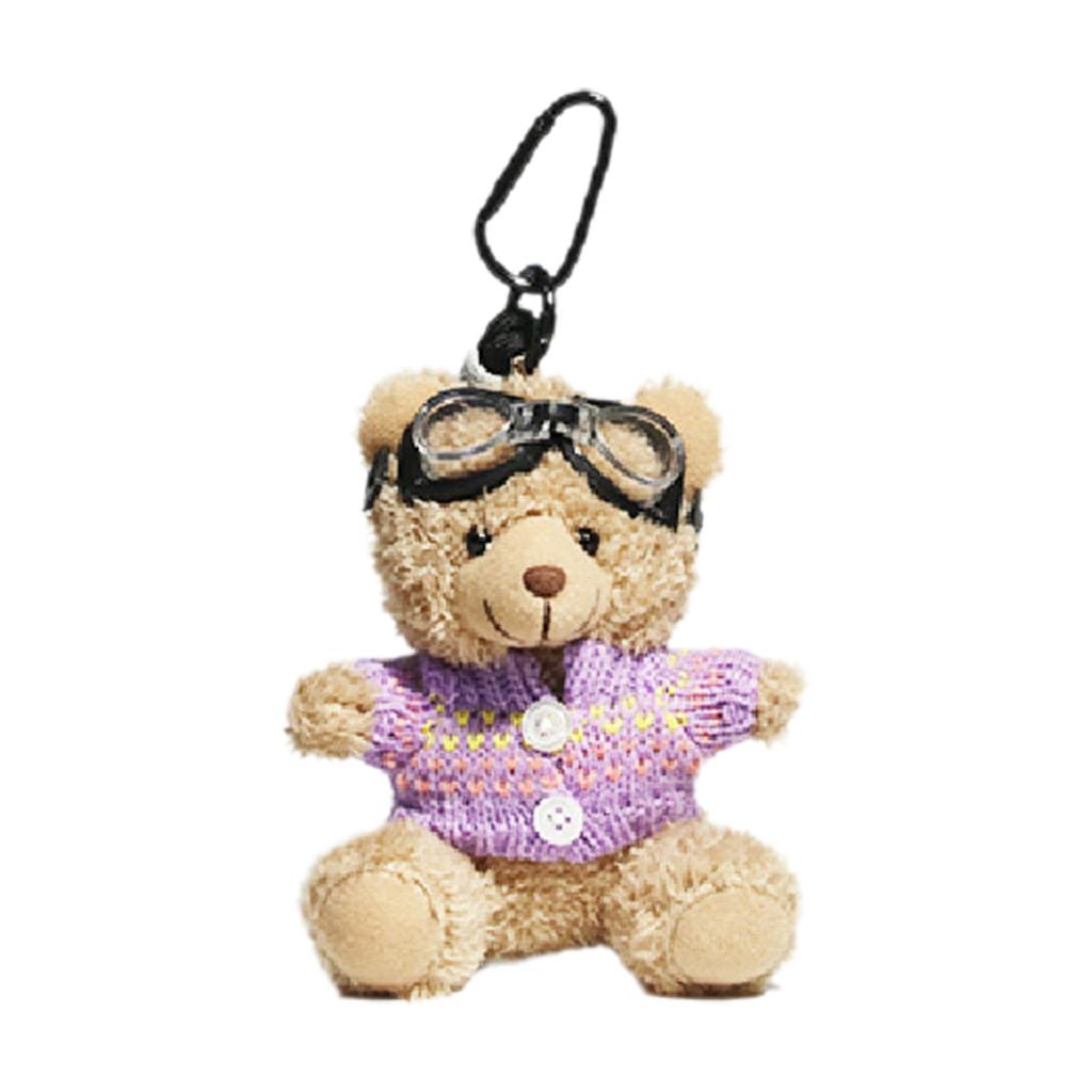 Lovely Pilot Bear Keychain Cute Pendant for Bag and Key Plush Keyring Phone Charm Personalized Animal Decoration