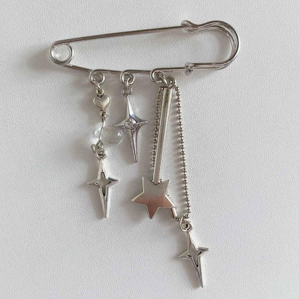 Y2k Gothic Star Brooch Clip Bag Charm Beaded Brooch Sweet Beaded Bag Pins  Shirt Collar