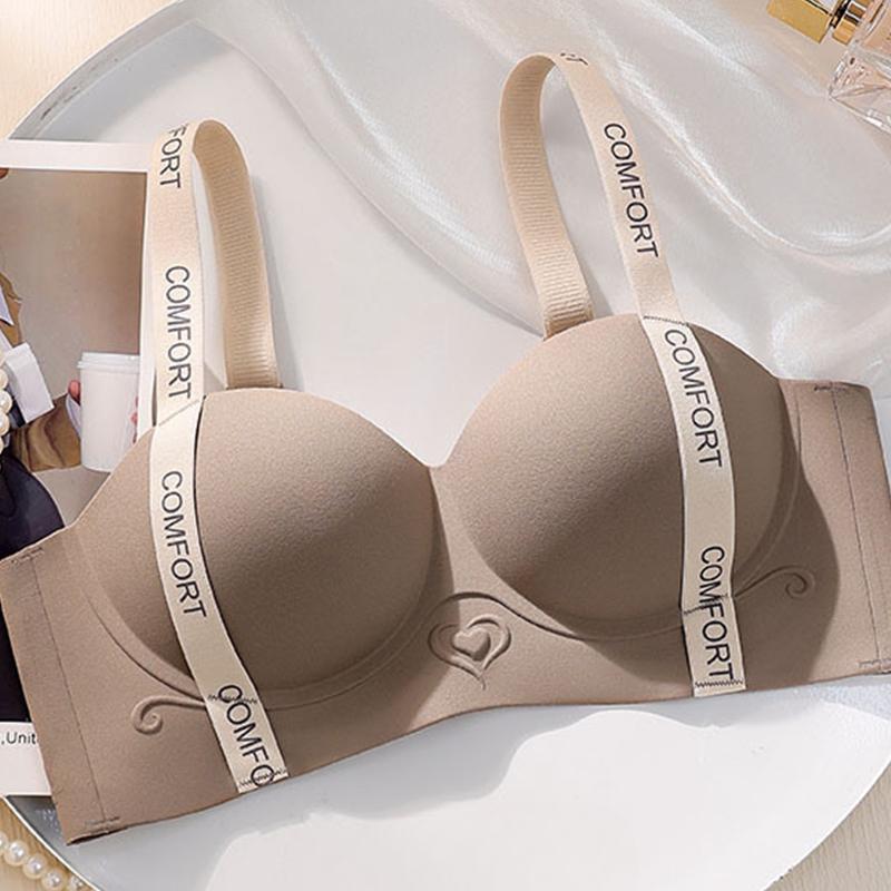 Бесшовный бюстгальтер с буквенным принтом, без стальных колец, женский удобный бюстгальтер со сборками, сексуальное регулируемое нижнее белье
