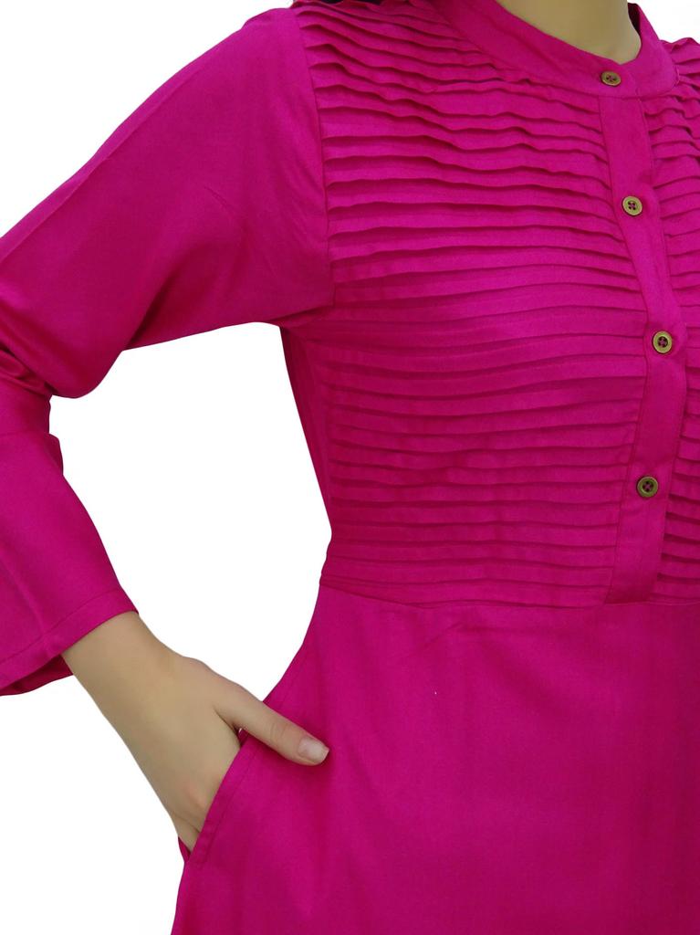 Bimba Женское простое платье джилбаб макси с длинным рукавом и воротником-стойкой