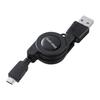 SANWA SUPPLY Retractable USB Mobile 2.0 Cable, Black, 0.1m-0.8m, KU-M08MCBBK