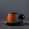 Light Luxury Ceramic Coffee Cup, Round Ball Wooden Handle Cup, Creative Coffee Cup And Saucer Set, Latte Water Cup.
