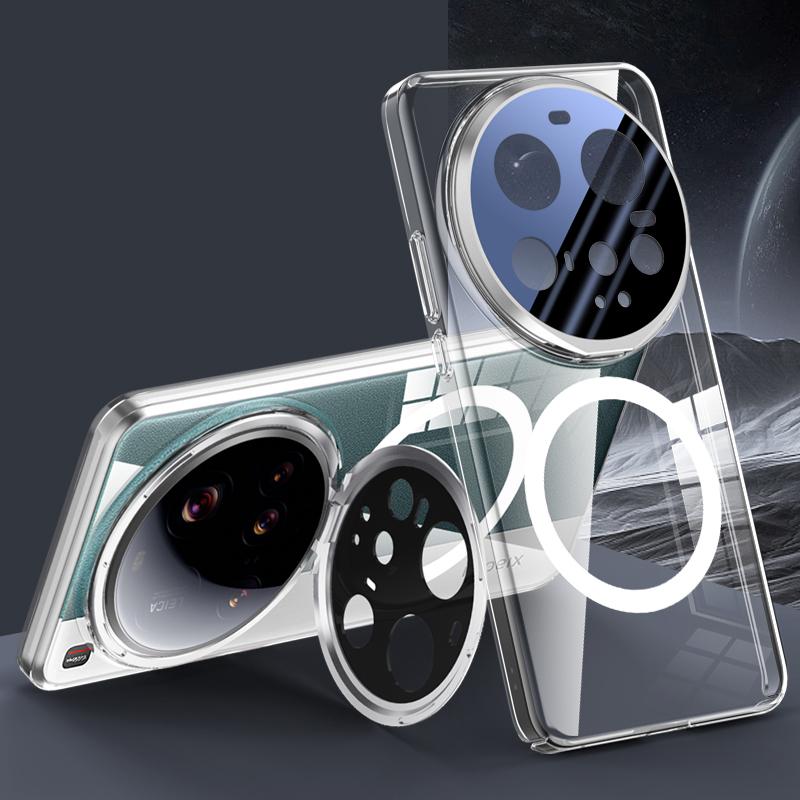 For Xiaomi 15 Ultra Case Compatible with MagSafe Lens Film Kickstand Clear PC Back Cover