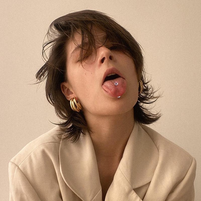 Цветная стальная штанга для пирсинга языка с бриллиантом для хряща уха | Украшения для тела