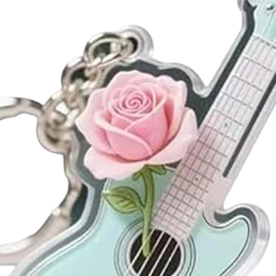 1/5 шт. Розовый брелок для ключей в виде гитары, 2D мини-подвеска в виде гитары, брелок для ключей, символ музыкальной мечты, кулон для сумки/кошелька, декор для салона автомобиля