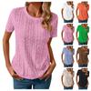 Женская модная повседневная однотонная футболка с круглым вырезом и коротким рукавом