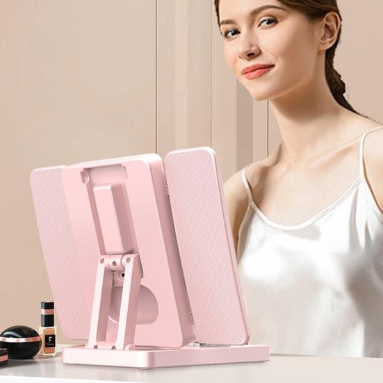 Трехкратное зеркало для макияжа с средством для очистки контактных линз, 2-кратное/3-кратное увеличительное перезаряжаемое 3-цветное светодиодное регулируемое косметическое зеркало, портативное дорожное женское зеркало с подсветкой