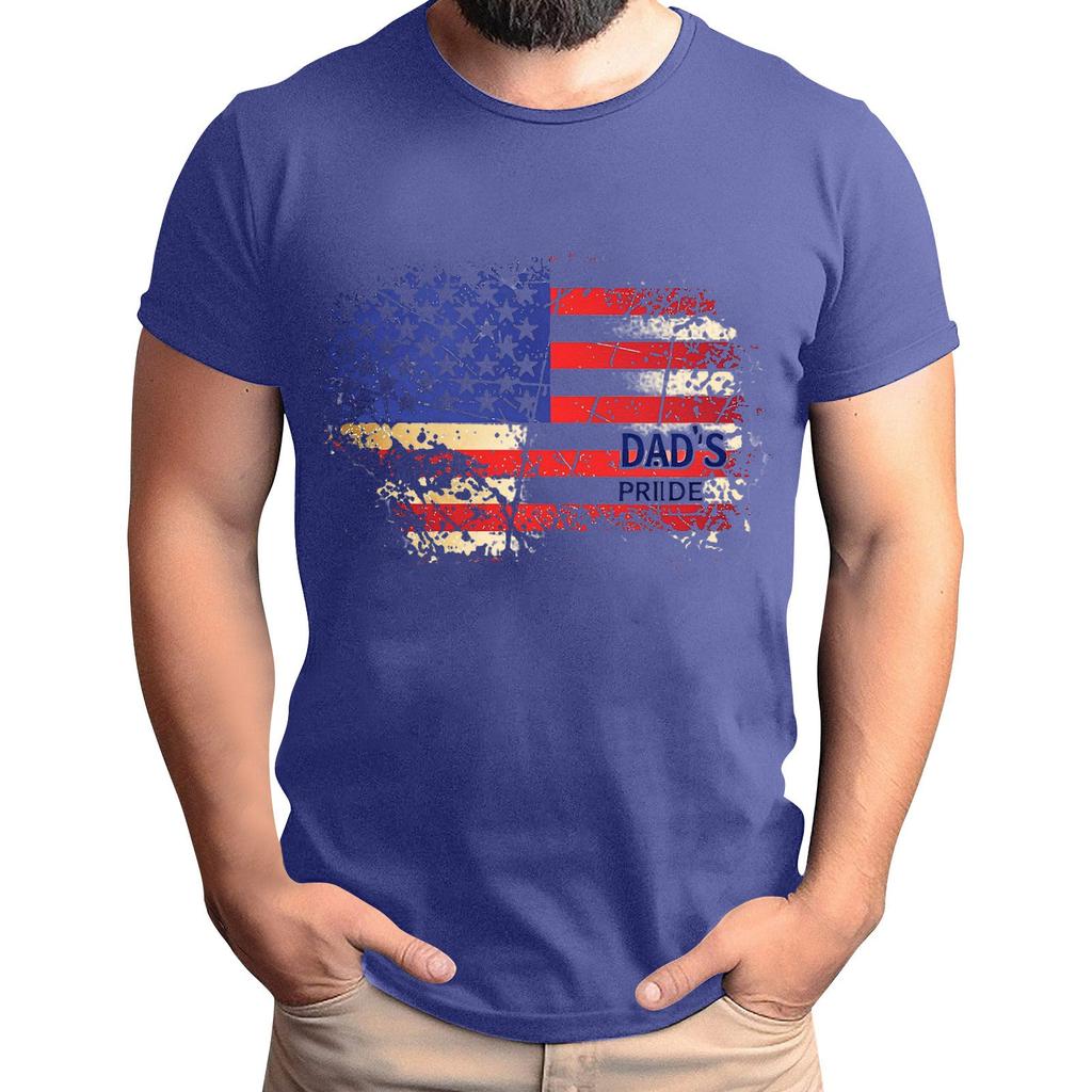 Мужская футболка с принтом флага ко Дню отца, мужской свободный повседневный топ с коротким рукавом