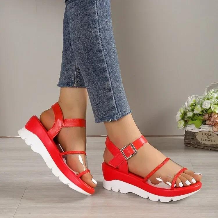 Fashion Women Heels Sandals with Platform Shoes 2024 Summer Casual Wedges Shoes for Women Outdoor Beach Roman Sandals Sandalias Mujer