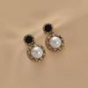 Elegant French Retro Pearl Earrings - S925 Silver Needle, High-End Geometric Design for Women