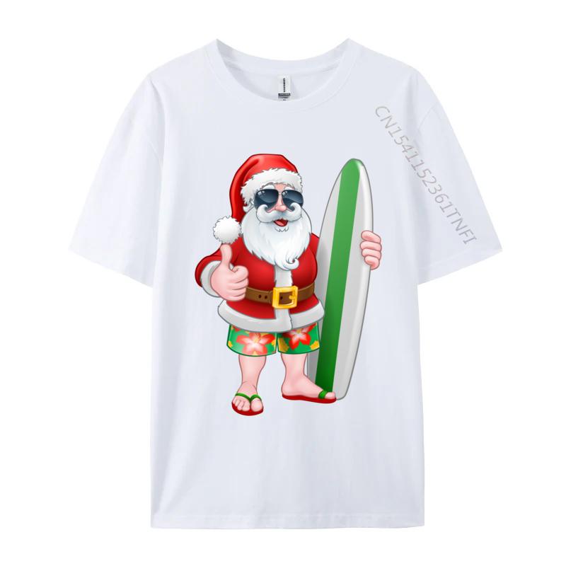 Cool Santa Surfboard Shades Cartoon Comfortable T Shirt Company Cool Cotton Fabric Men T Shirt Hip Hop Tee Shirts Wholesale