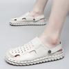 Fashion Summer Luxury Brand Leather Sandals Anti-slip Wearable Men Shoes Breathable Hollow Mens Soft Sole Beach Vacation Leather Sandals