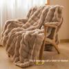 Thick Plush Winter Rabbit Fur Blanket - Soft Coral Fleece for Sofa, Bed, or Office Nap