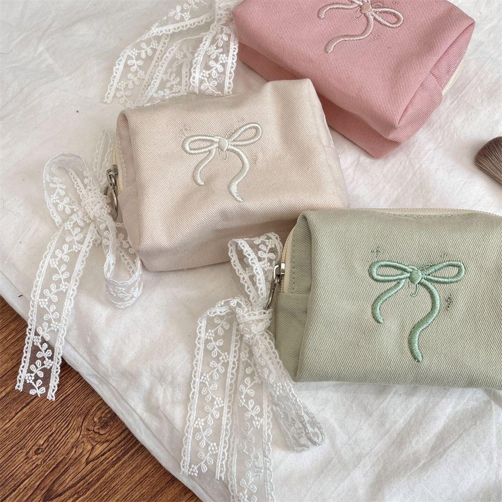 Bowknot Bow Coin Purse Portable Cosmetic Bag Square Sanitary Napkin Storage Bag  Travel