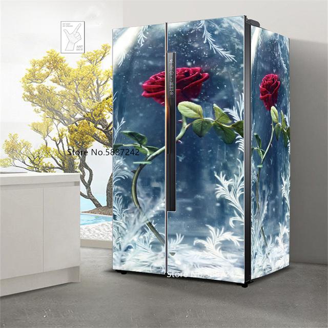 Наклейки на холодильник с морским пейзажем для обоев на холодильник, виниловые самоклеящиеся декорации для пейзажей, пленка для морозильной камеры, пляжная крышка для кухни