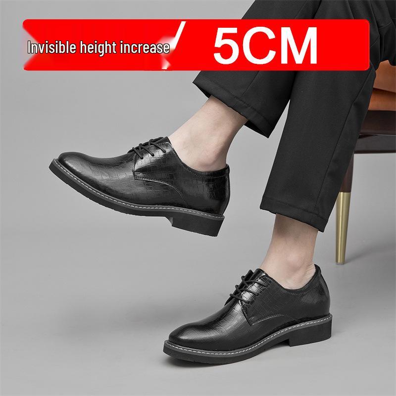 Невидимые мужские кожаные туфли, увеличивающие рост на 5 см - Business Casual, Британский стиль, Мягкая подошва для женихов и свадеб