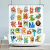 Детская мультяшная шторка для душа с животными, смешные буквы, синяя акварельная рыба, полиэстеровая ткань, моющиеся шторки для душа, декор для ванной комнаты