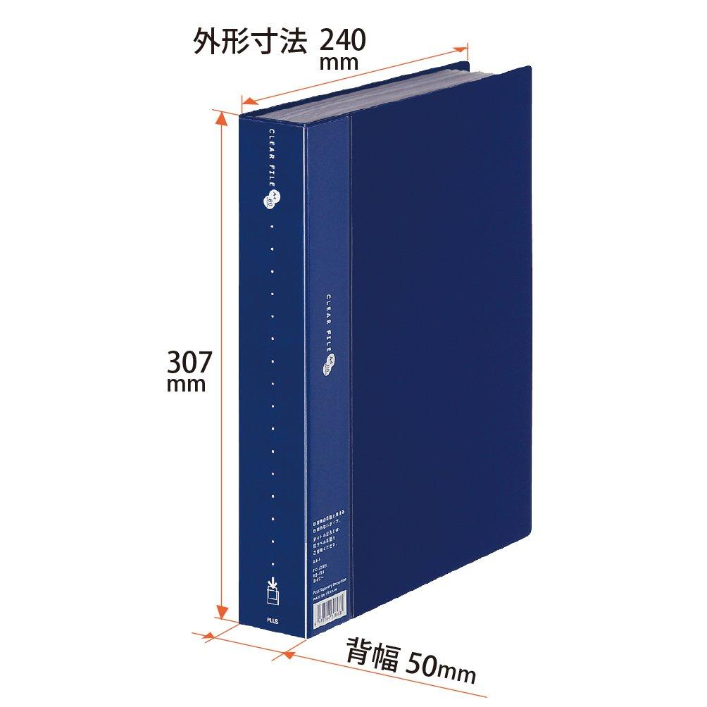 Plus Clear File Super Economy A4 Vertical 80 Pockets Navy 5-Pack
