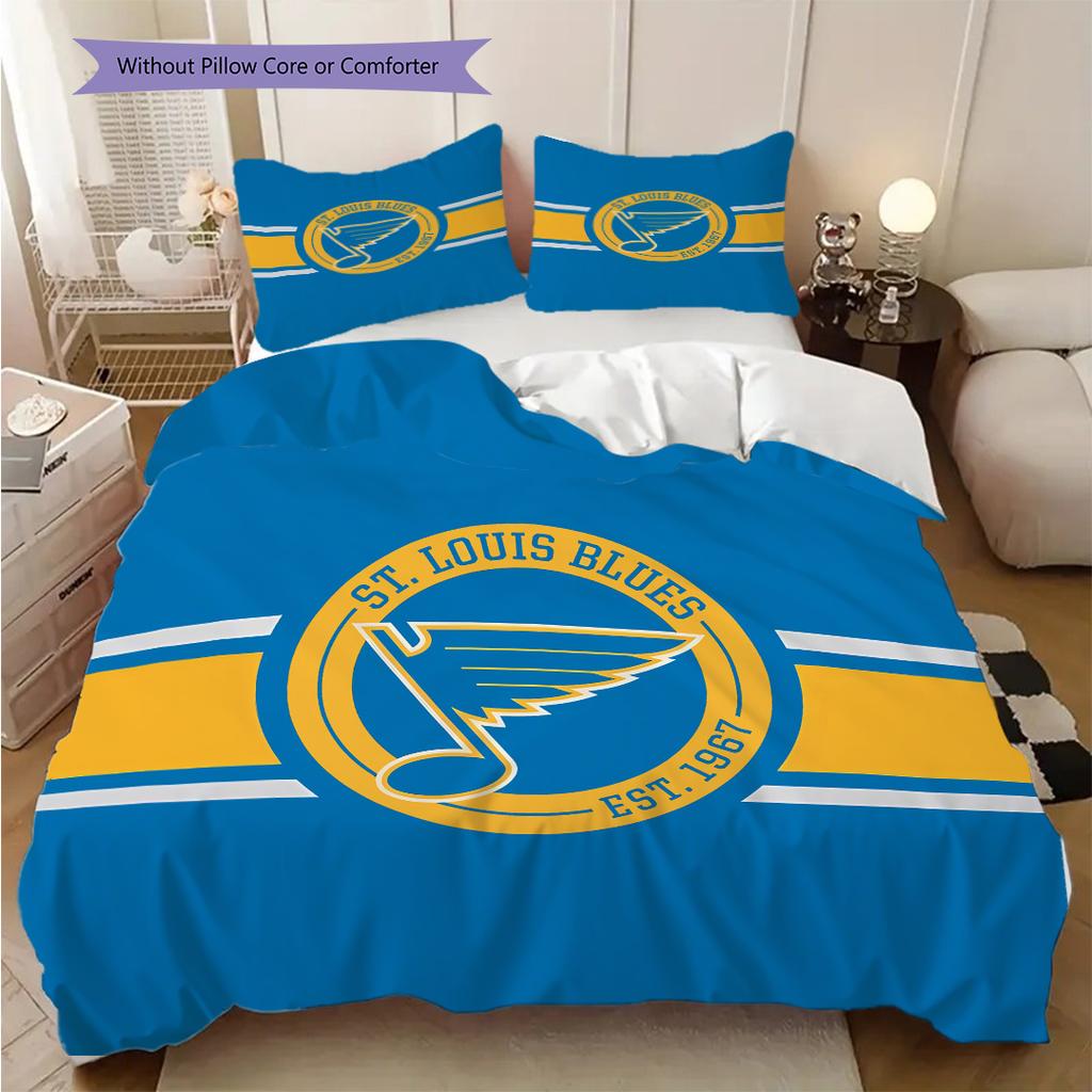 St. Louis Blues Pattern Bedding Quilt Set Quilt Cover Pillowcase Home Decoration Birthday Gift (1 * duvet cover + 2 * pillowcase, without core)