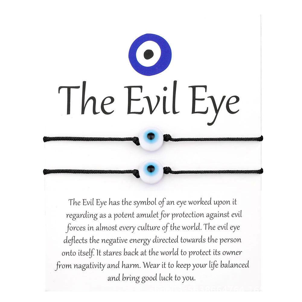 Red & Black Evil Eye Woven Bracelet - Protective Hand Rope for Couples