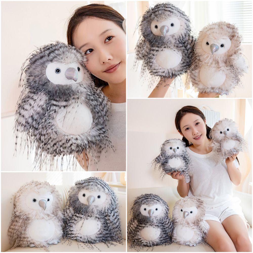 Soft Plush Owl Stuffed Doll Hairy Soft Owl Toy Cute Simulated Owl Plush Toy Desktop Ornament