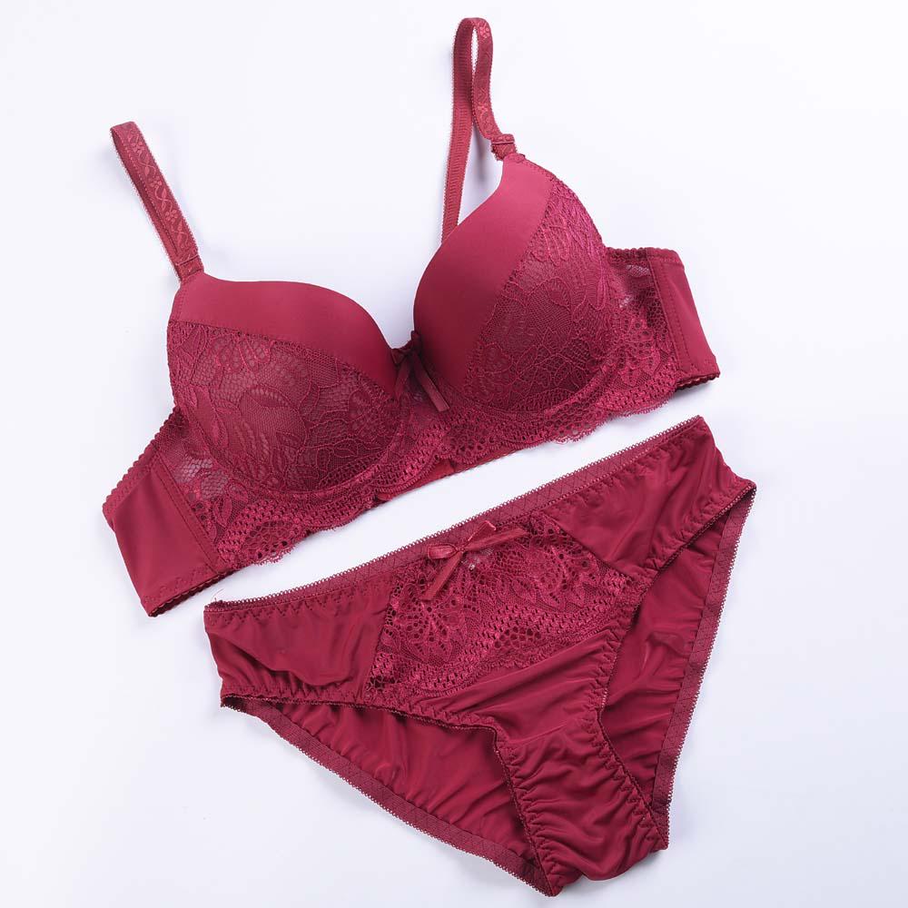 Artdewred Lace Push Up Bra Set Lingerie Women Underwear Intimates Floral Black Red Bra Brief Sets