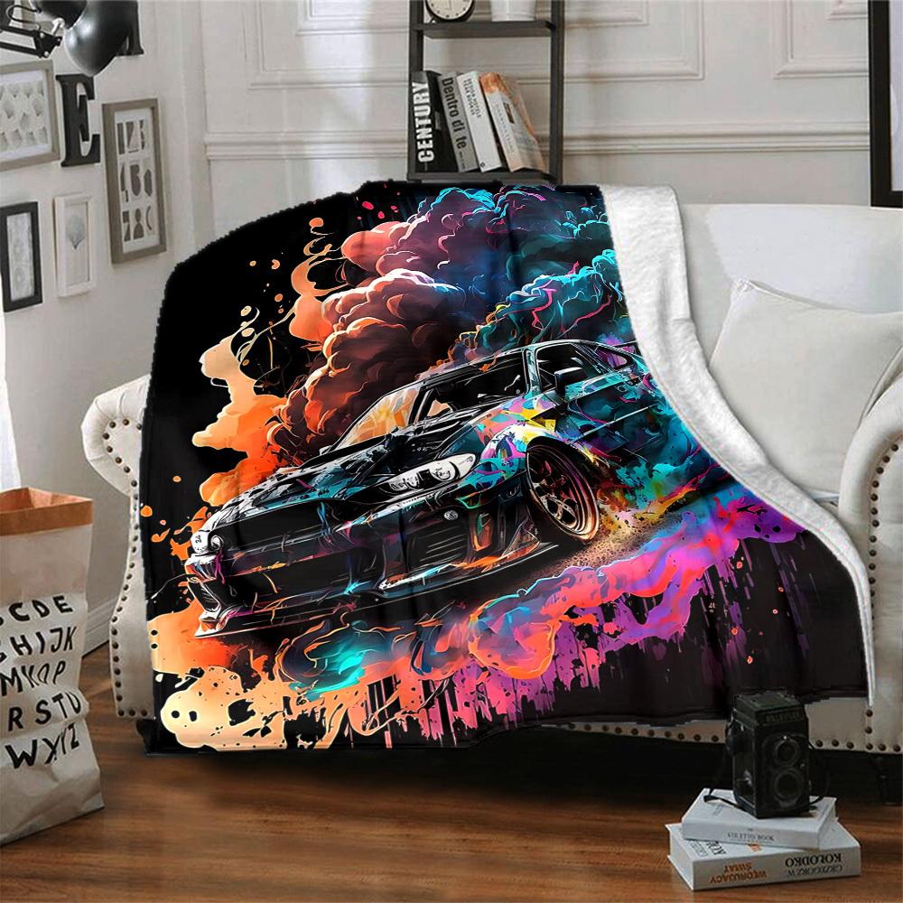 1pc Car Smoke Lightweight Flannel Blanket, Comfortable and Warm Blanket, for Office and Camping Sofa Bed, Livingroom083