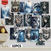 32pcs, Blues Snow Scene Golden Magic Postcards, Dark Fairy Tales, Wall Stickers, Mailing Cards, Greeting Cards, DIY Postcard