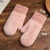Cute Solid Color Full Finger Mittens Warm Soft Women Gloves Thicken Gloves for Cold Weather
