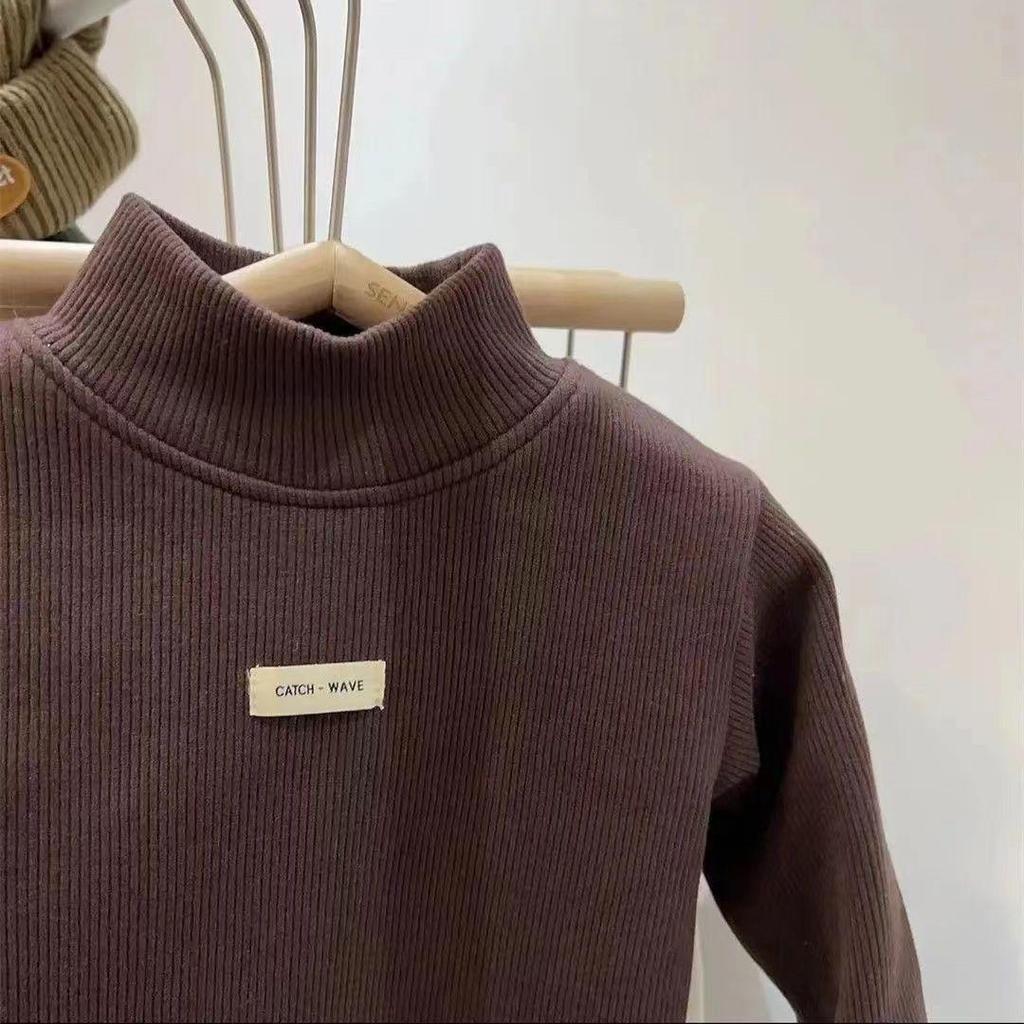 Детский флисовый топ в корейском стиле: Полувысокий воротник для осени и зимы