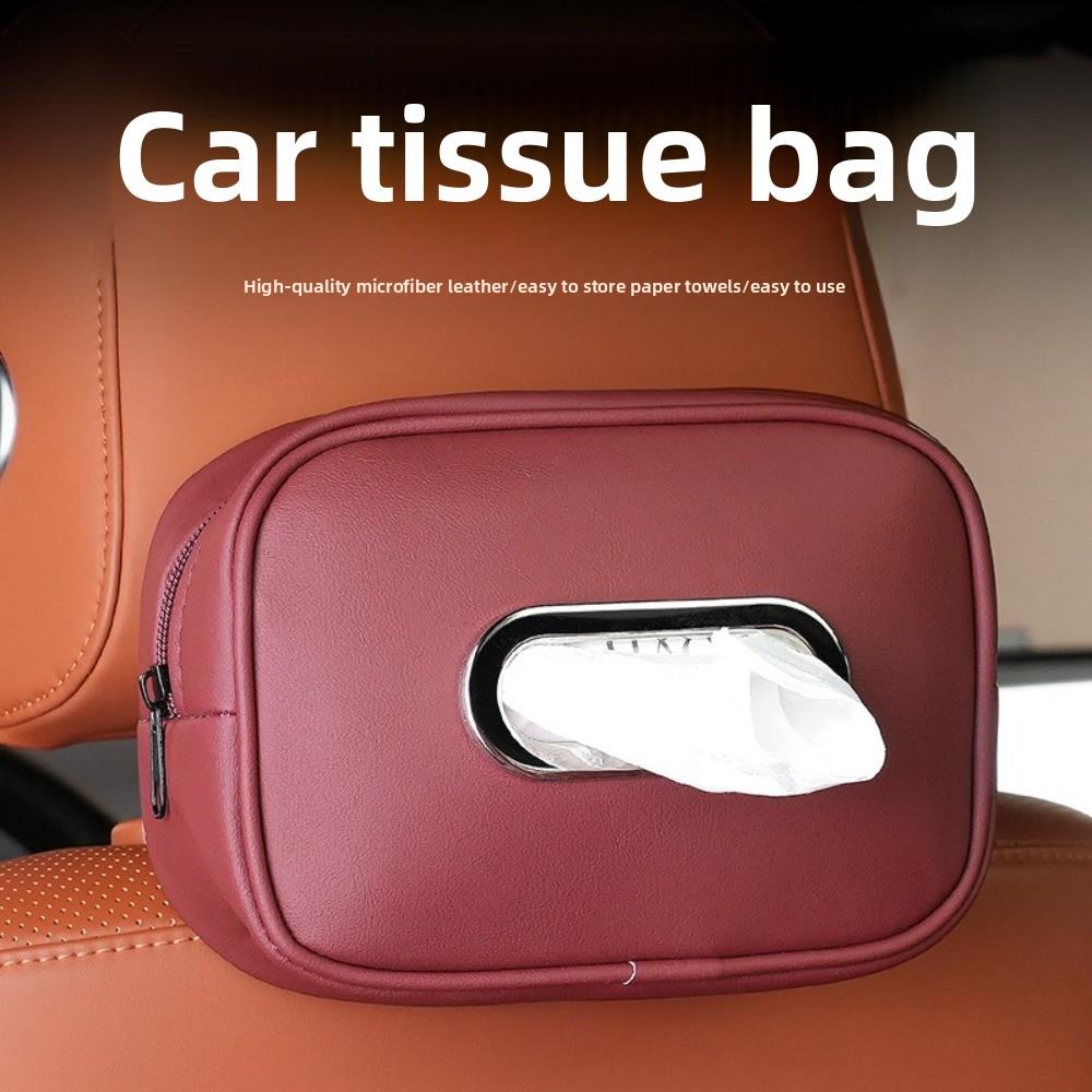 Easy Install Car Tissue Box Holder PU Leather Center Console Organizer Road Trip