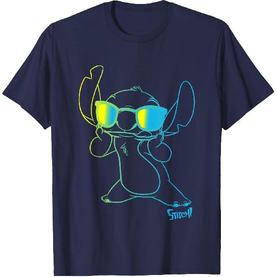 Disney Lilo & Stitch Cool Stitch Neon Outline Chest Portrait T-Shirt