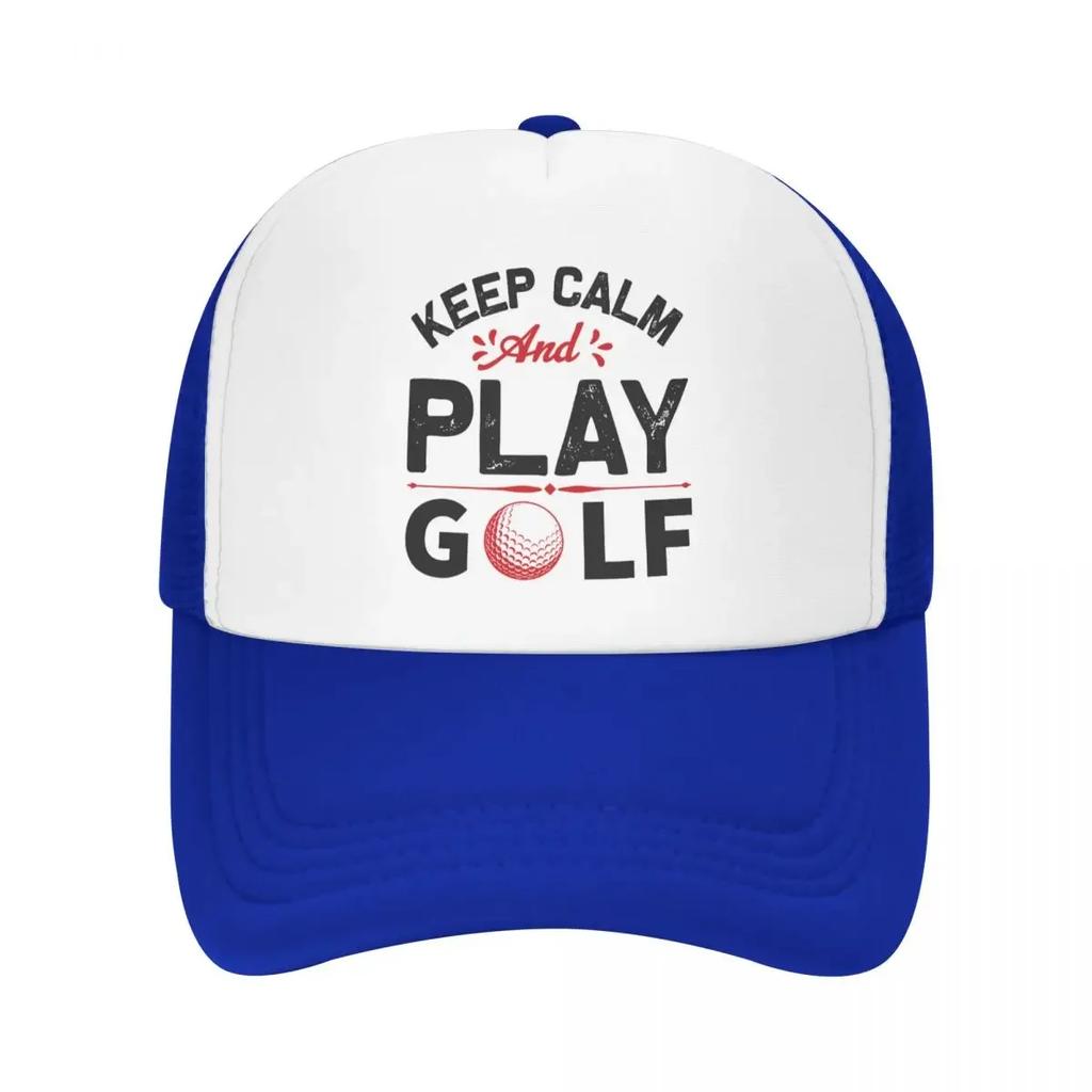Custom Punk Keep Calm And Play Golf Baseball Cap for Unisex Women Breathable Trucker Hat Outdoor Snapback Dad Hat
