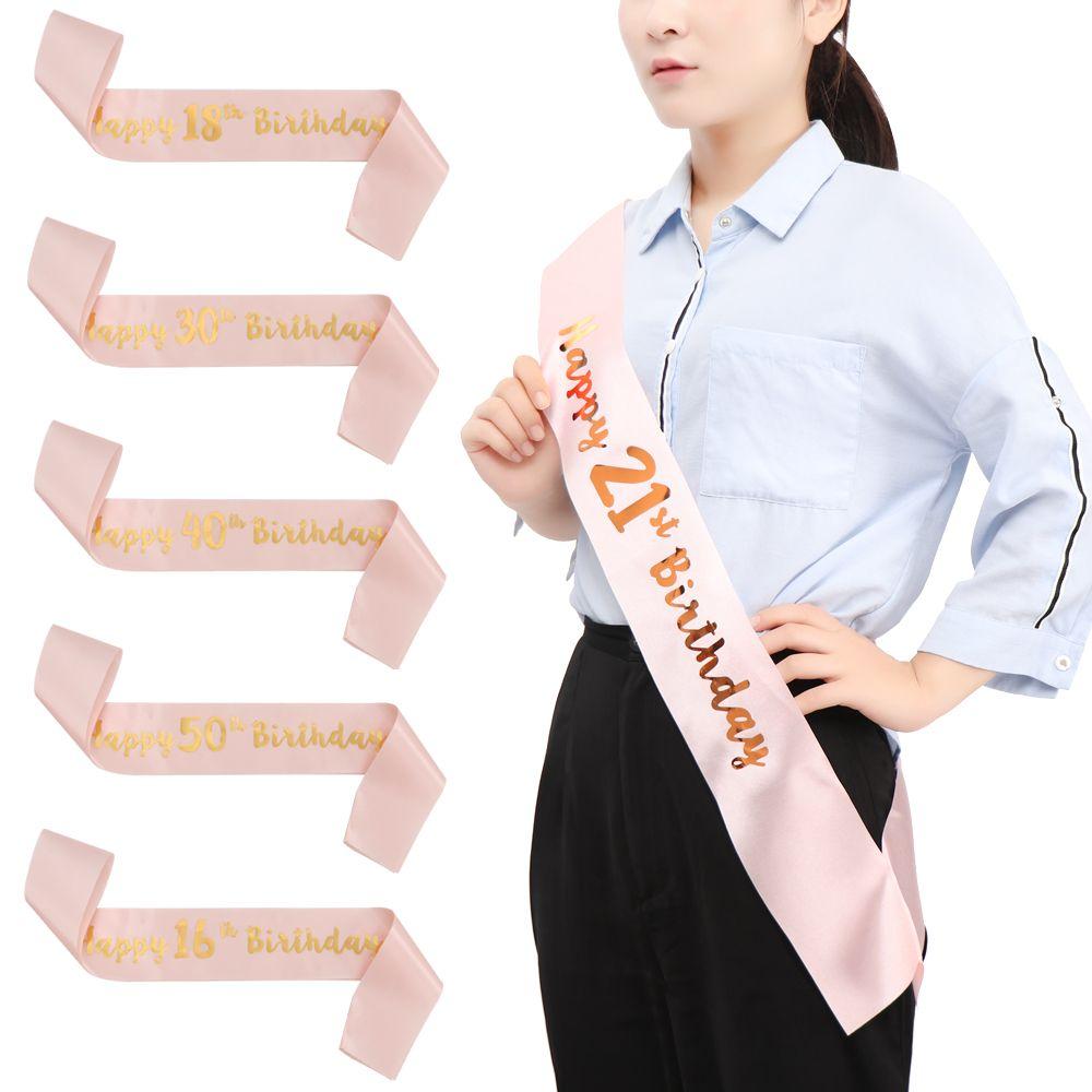 Party Decoration Rose Gold Mom Favor Gift Birthday Funny Sash Birthday Girl Happy 18/21/30/40/50/60