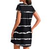 Женское модное повседневное летнее платье с полосатым принтом, коротким рукавом, круглым вырезом и карманами