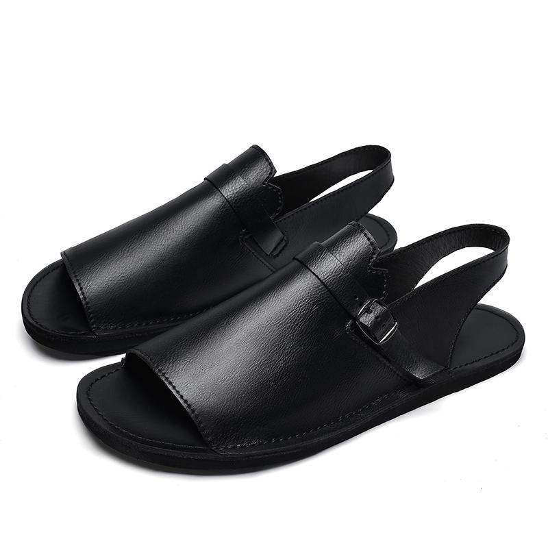 British Style Men Casual Leather Sandals Fashion Casual Business Walking Shoe Outdoor Non-Slip Sandals And Sliers Designer Flats